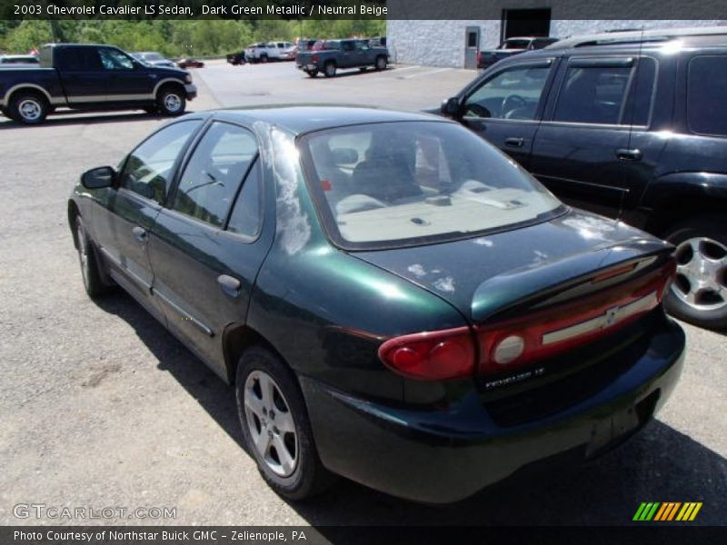 Dark Green Metallic / Neutral Beige 2003 Chevrolet Cavalier LS Sedan