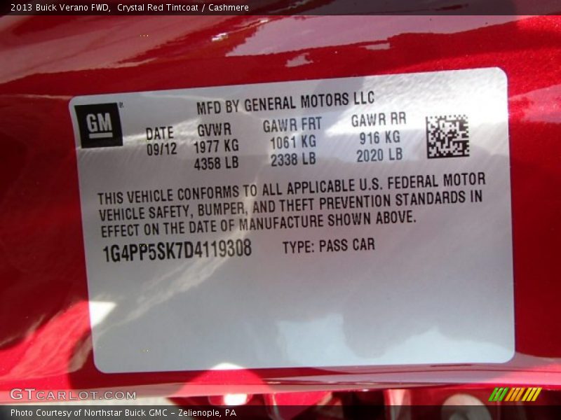 Crystal Red Tintcoat / Cashmere 2013 Buick Verano FWD