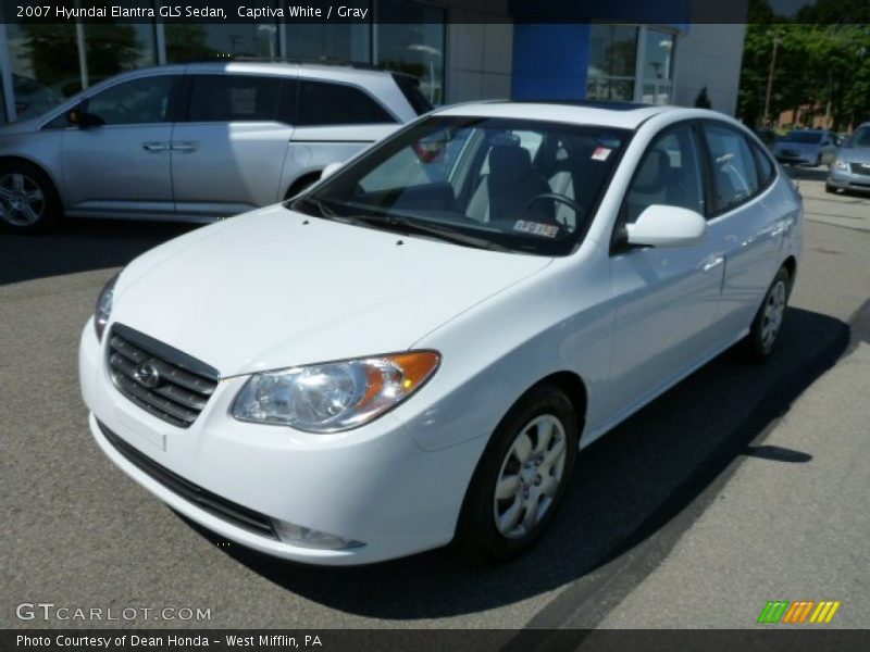 Captiva White / Gray 2007 Hyundai Elantra GLS Sedan