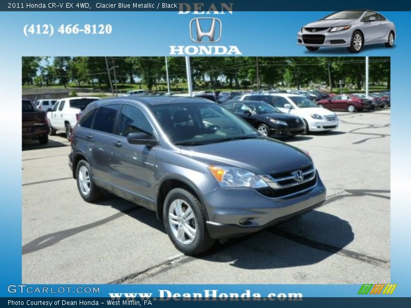 Glacier Blue Metallic / Black 2011 Honda CR-V EX 4WD