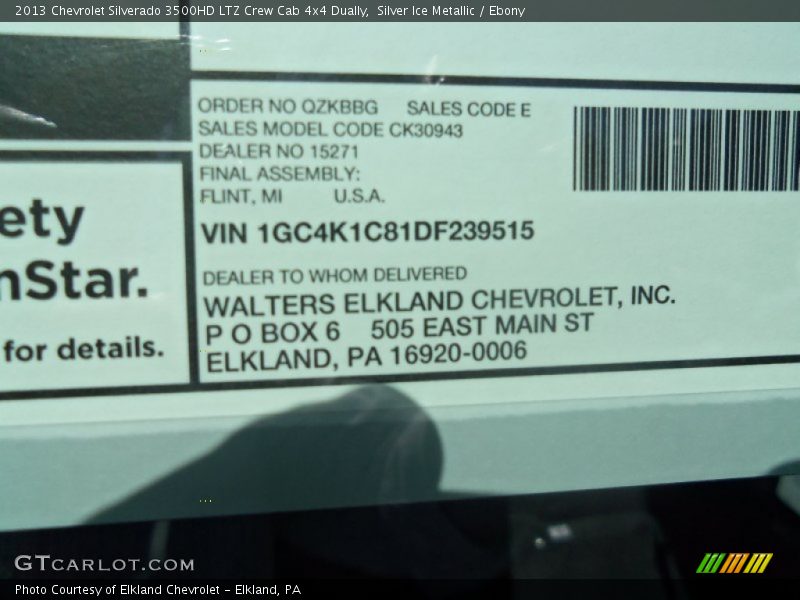 Silver Ice Metallic / Ebony 2013 Chevrolet Silverado 3500HD LTZ Crew Cab 4x4 Dually