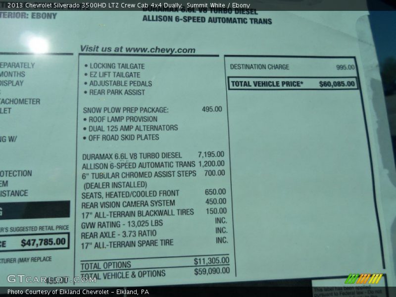 Summit White / Ebony 2013 Chevrolet Silverado 3500HD LTZ Crew Cab 4x4 Dually