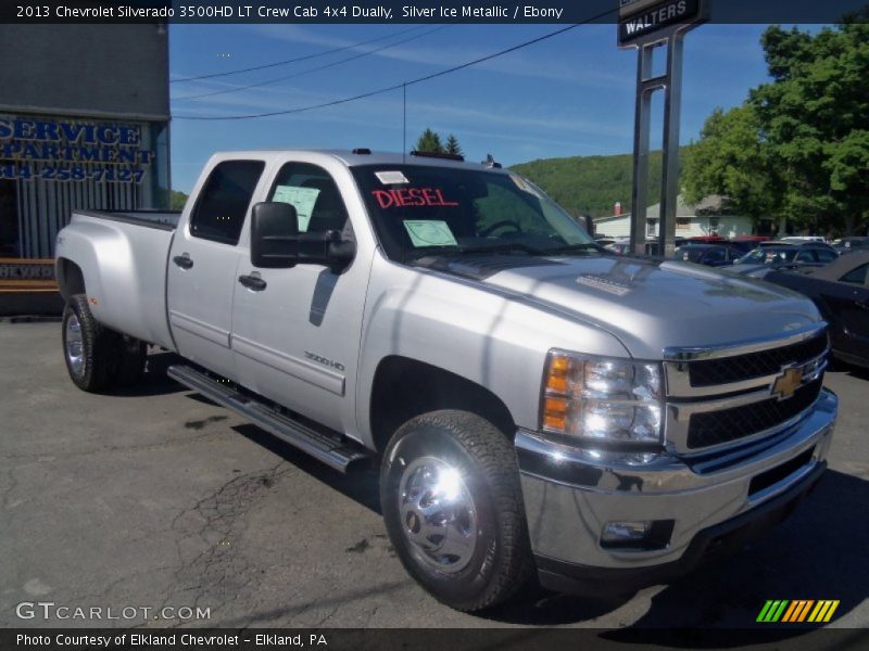 Silver Ice Metallic / Ebony 2013 Chevrolet Silverado 3500HD LT Crew Cab 4x4 Dually