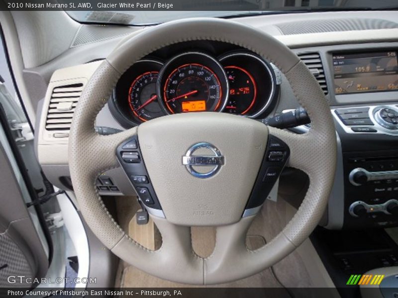 Glacier White Pearl / Beige 2010 Nissan Murano SL AWD