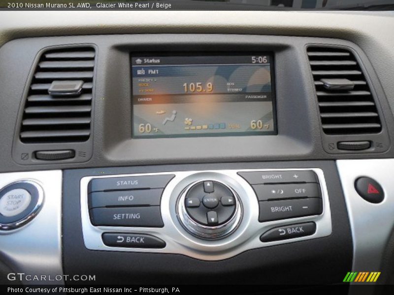 Glacier White Pearl / Beige 2010 Nissan Murano SL AWD