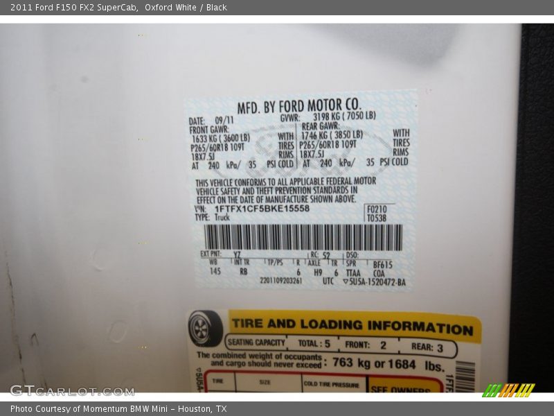 Oxford White / Black 2011 Ford F150 FX2 SuperCab