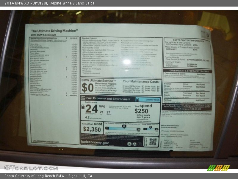 Alpine White / Sand Beige 2014 BMW X3 xDrive28i