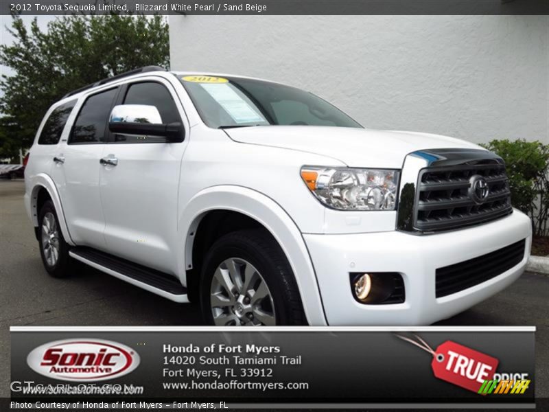 Blizzard White Pearl / Sand Beige 2012 Toyota Sequoia Limited