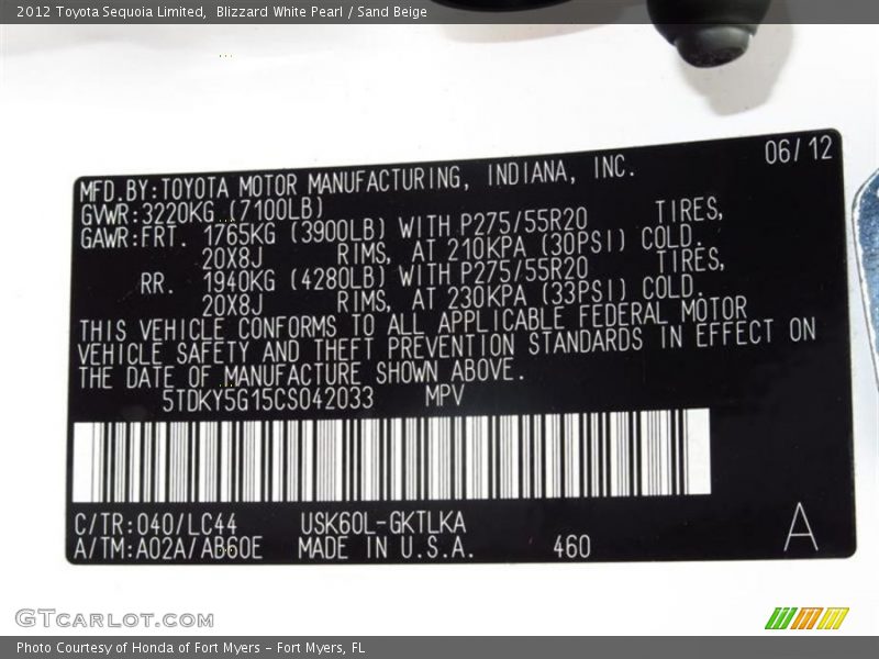 Blizzard White Pearl / Sand Beige 2012 Toyota Sequoia Limited