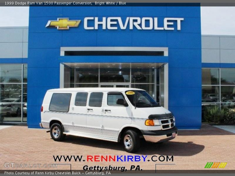 Bright White / Blue 1999 Dodge Ram Van 1500 Passenger Conversion