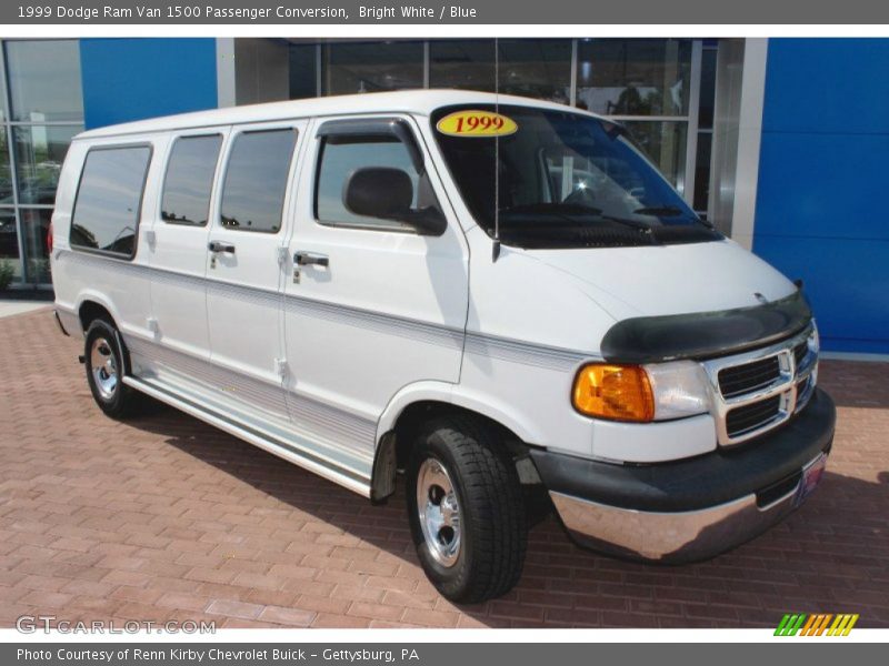 Bright White / Blue 1999 Dodge Ram Van 1500 Passenger Conversion