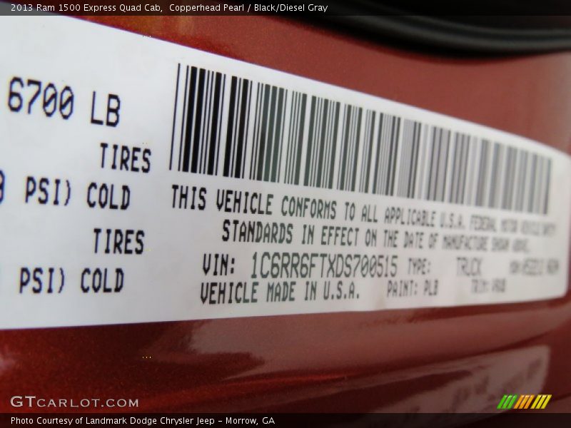 Copperhead Pearl / Black/Diesel Gray 2013 Ram 1500 Express Quad Cab