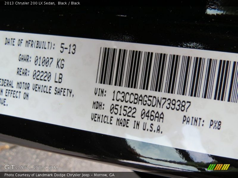 Black / Black 2013 Chrysler 200 LX Sedan