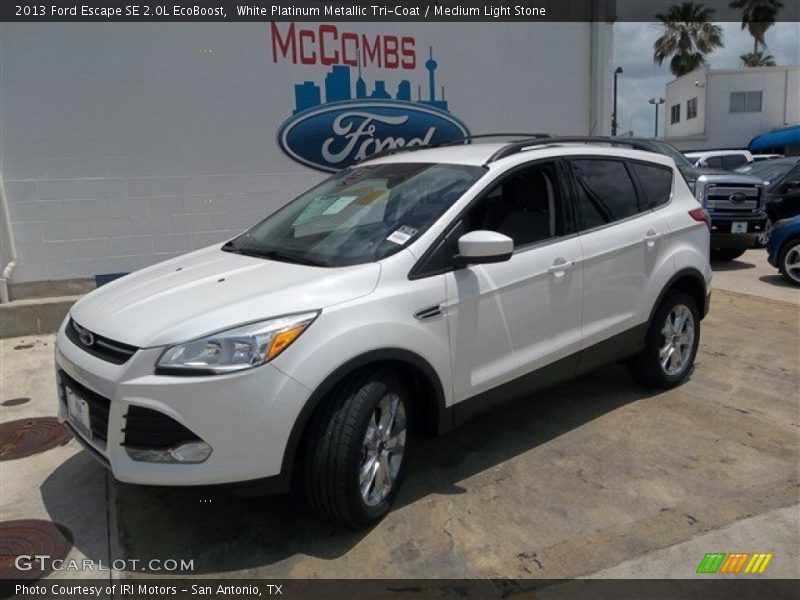 White Platinum Metallic Tri-Coat / Medium Light Stone 2013 Ford Escape SE 2.0L EcoBoost
