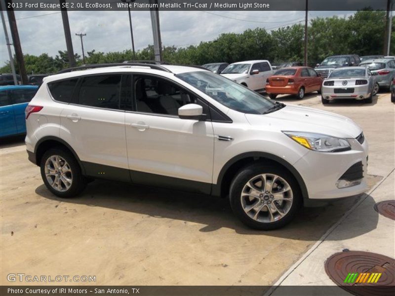 White Platinum Metallic Tri-Coat / Medium Light Stone 2013 Ford Escape SE 2.0L EcoBoost