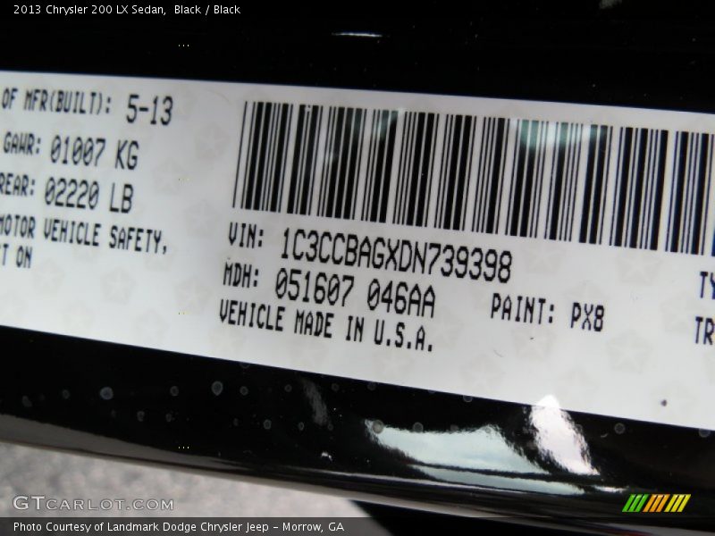 Black / Black 2013 Chrysler 200 LX Sedan