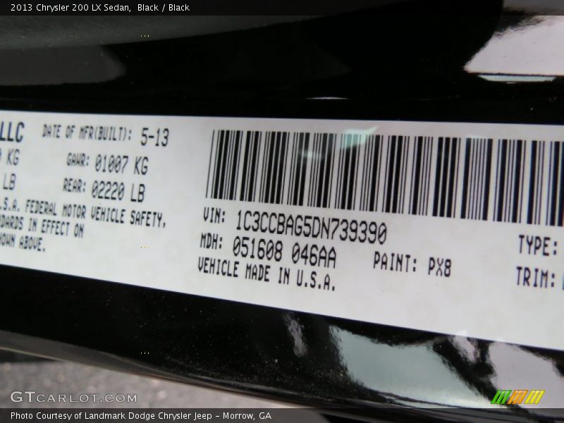 Black / Black 2013 Chrysler 200 LX Sedan