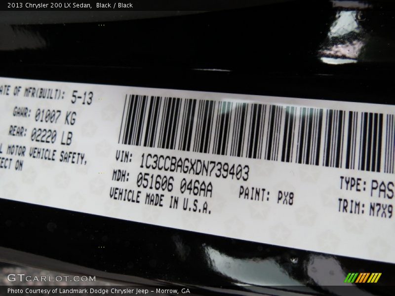 Black / Black 2013 Chrysler 200 LX Sedan