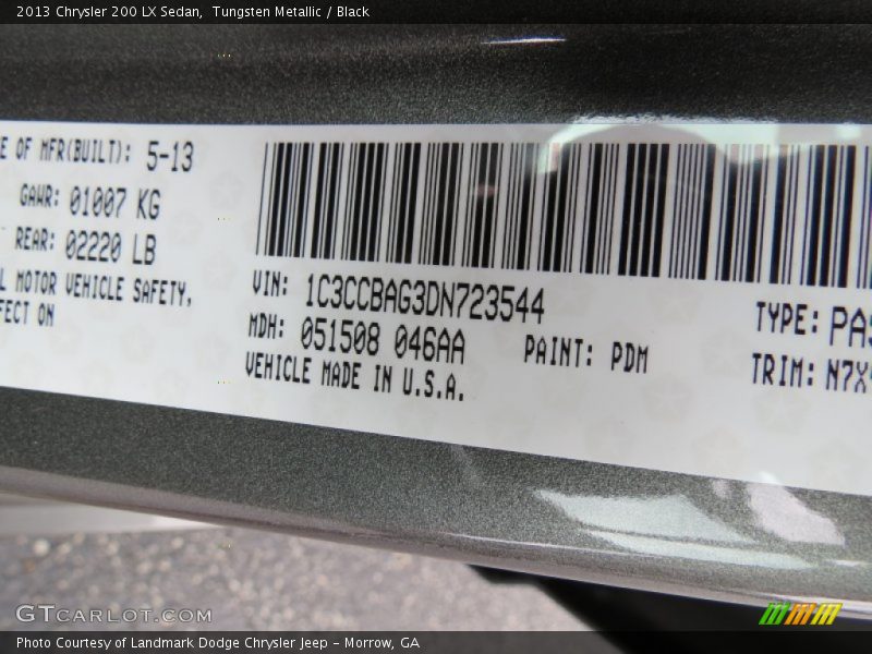 Tungsten Metallic / Black 2013 Chrysler 200 LX Sedan