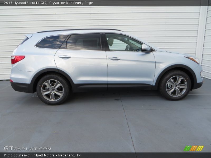 Crystalline Blue Pearl / Beige 2013 Hyundai Santa Fe GLS