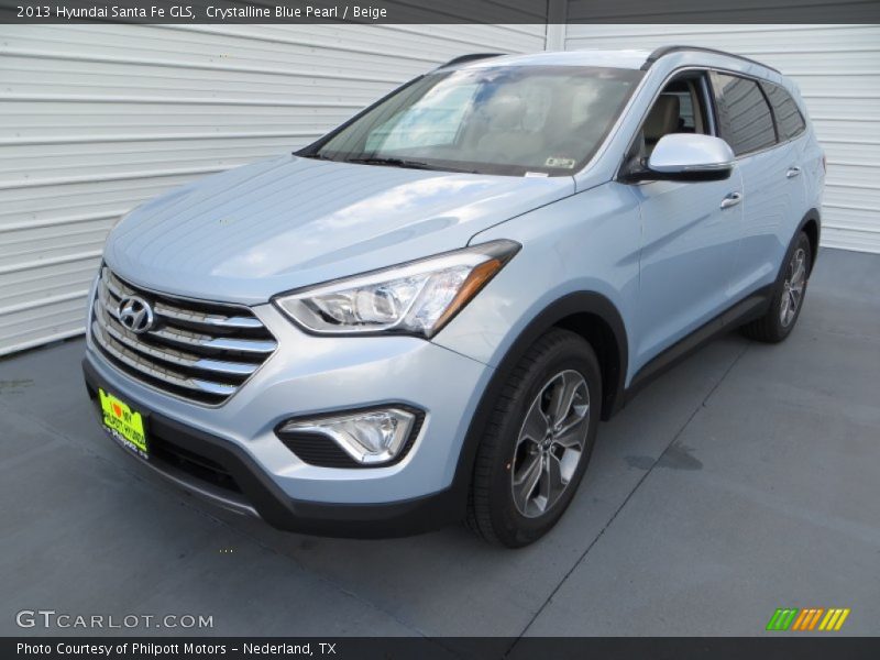 Crystalline Blue Pearl / Beige 2013 Hyundai Santa Fe GLS