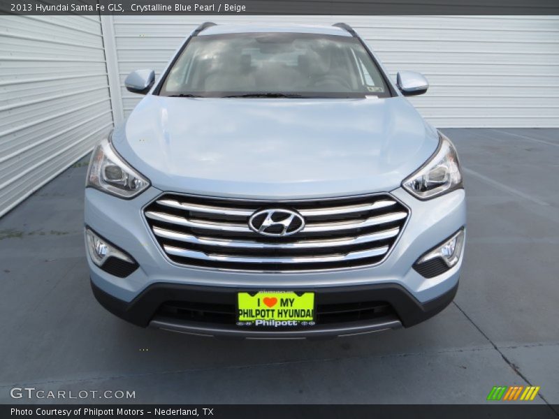 Crystalline Blue Pearl / Beige 2013 Hyundai Santa Fe GLS