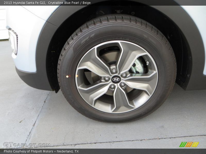 Crystalline Blue Pearl / Beige 2013 Hyundai Santa Fe GLS