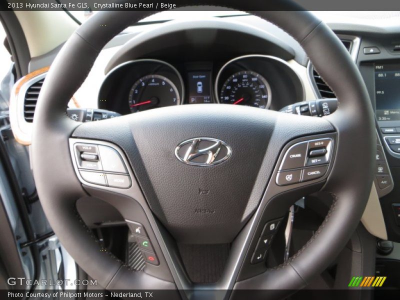Crystalline Blue Pearl / Beige 2013 Hyundai Santa Fe GLS