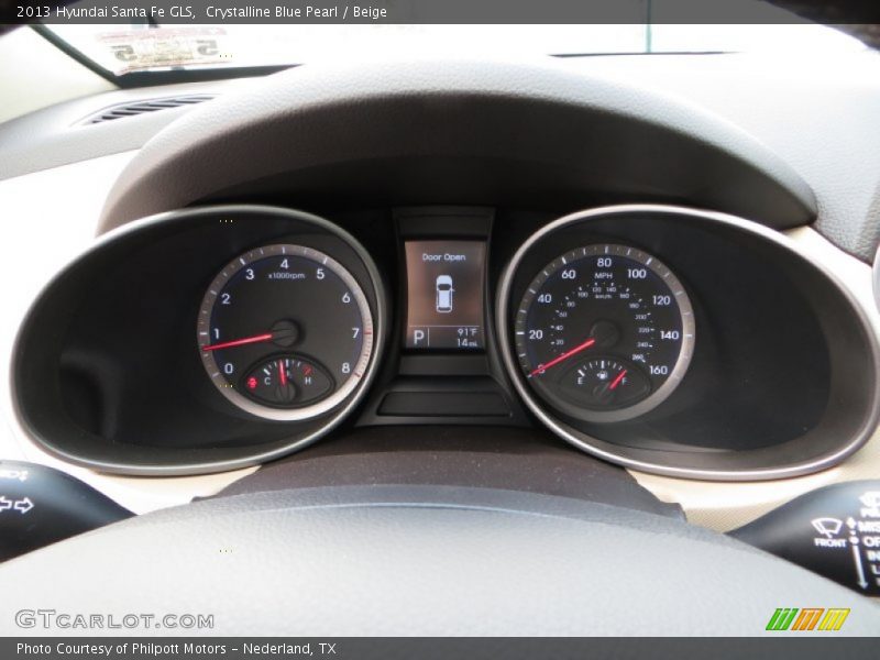Crystalline Blue Pearl / Beige 2013 Hyundai Santa Fe GLS