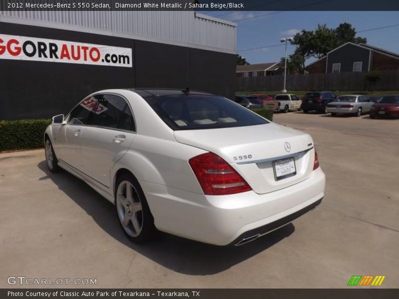 Diamond White Metallic / Sahara Beige/Black 2012 Mercedes-Benz S 550 Sedan