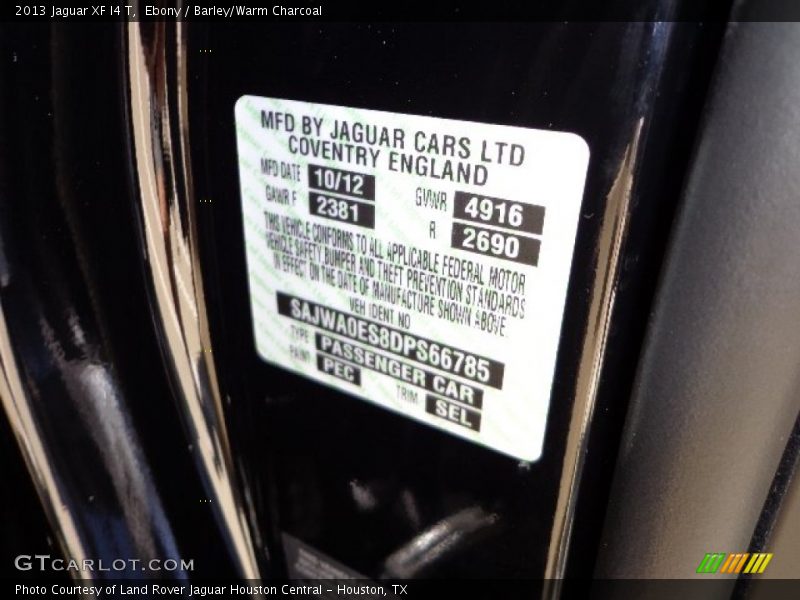 Ebony / Barley/Warm Charcoal 2013 Jaguar XF I4 T