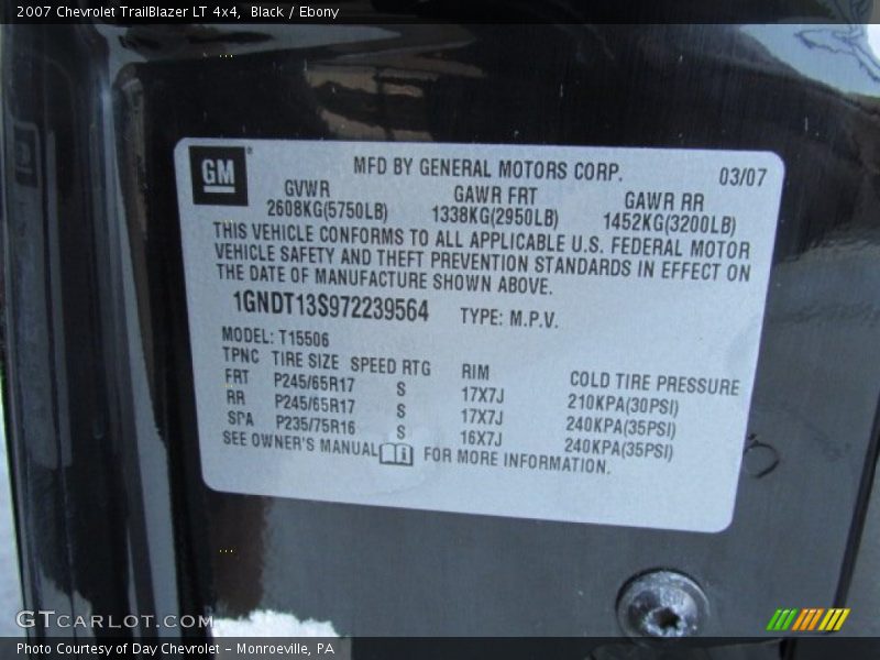 Black / Ebony 2007 Chevrolet TrailBlazer LT 4x4