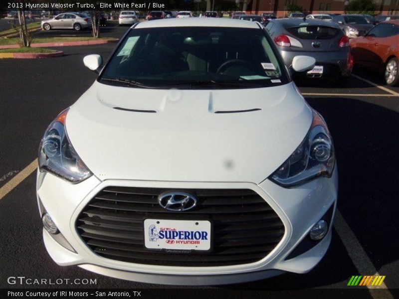 Elite White Pearl / Blue 2013 Hyundai Veloster Turbo