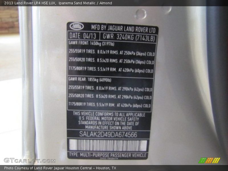 Ipanema Sand Metallic / Almond 2013 Land Rover LR4 HSE LUX