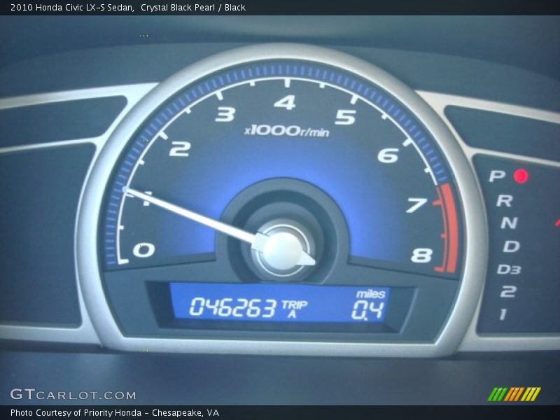 Crystal Black Pearl / Black 2010 Honda Civic LX-S Sedan