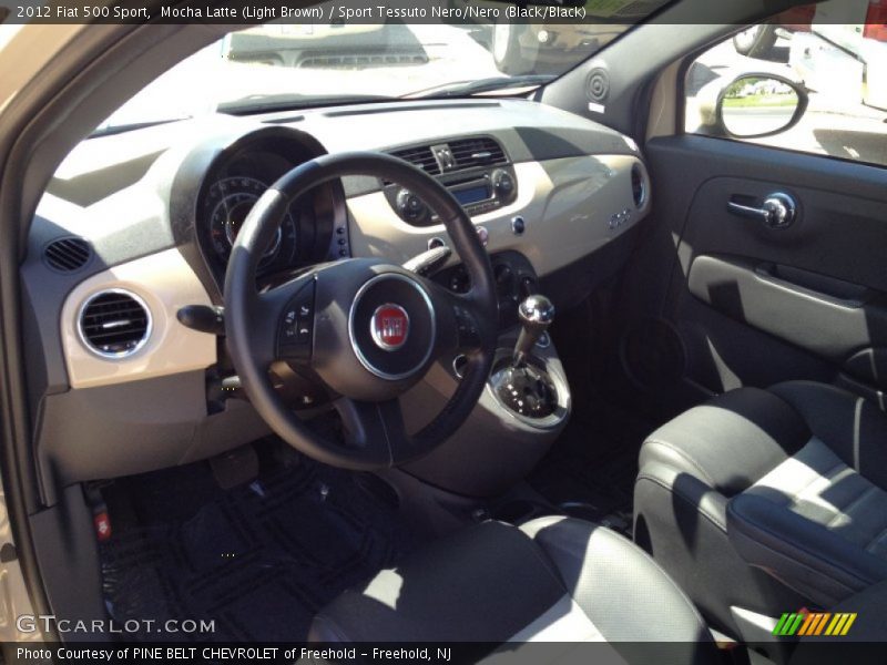 Mocha Latte (Light Brown) / Sport Tessuto Nero/Nero (Black/Black) 2012 Fiat 500 Sport