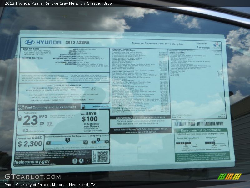 Smoke Gray Metallic / Chestnut Brown 2013 Hyundai Azera