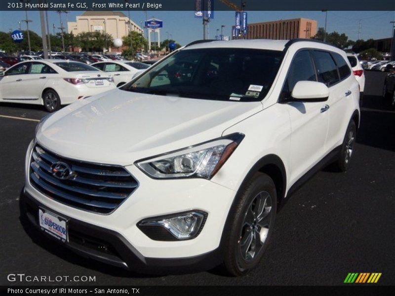 Frost White Pearl / Beige 2013 Hyundai Santa Fe GLS