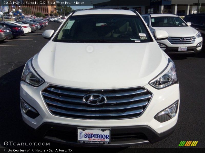 Frost White Pearl / Beige 2013 Hyundai Santa Fe GLS