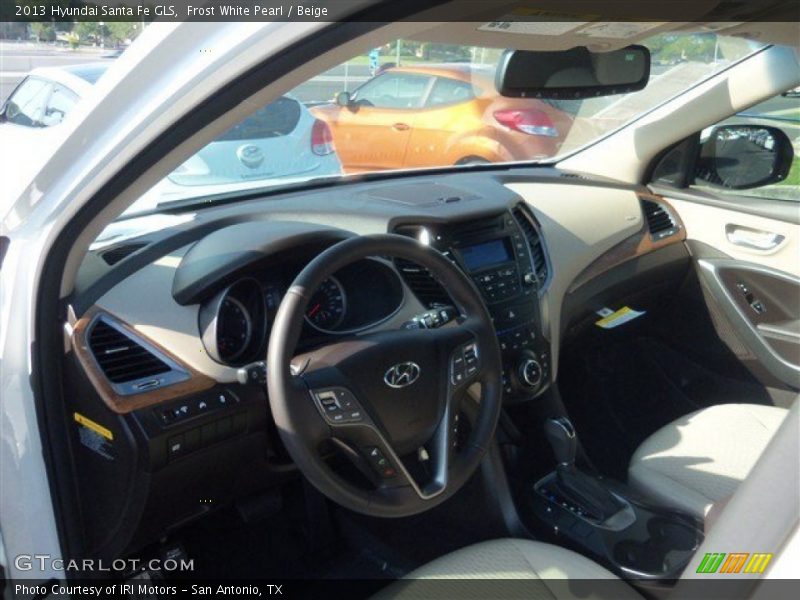 Frost White Pearl / Beige 2013 Hyundai Santa Fe GLS