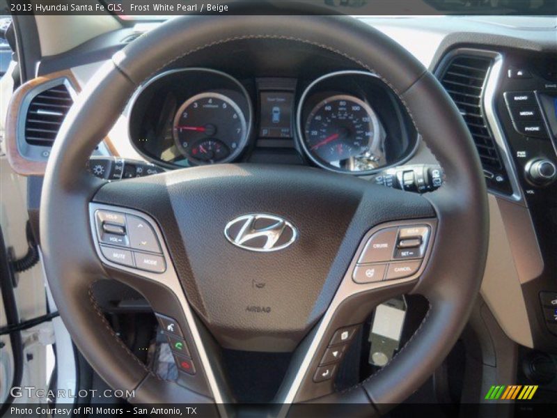 Frost White Pearl / Beige 2013 Hyundai Santa Fe GLS