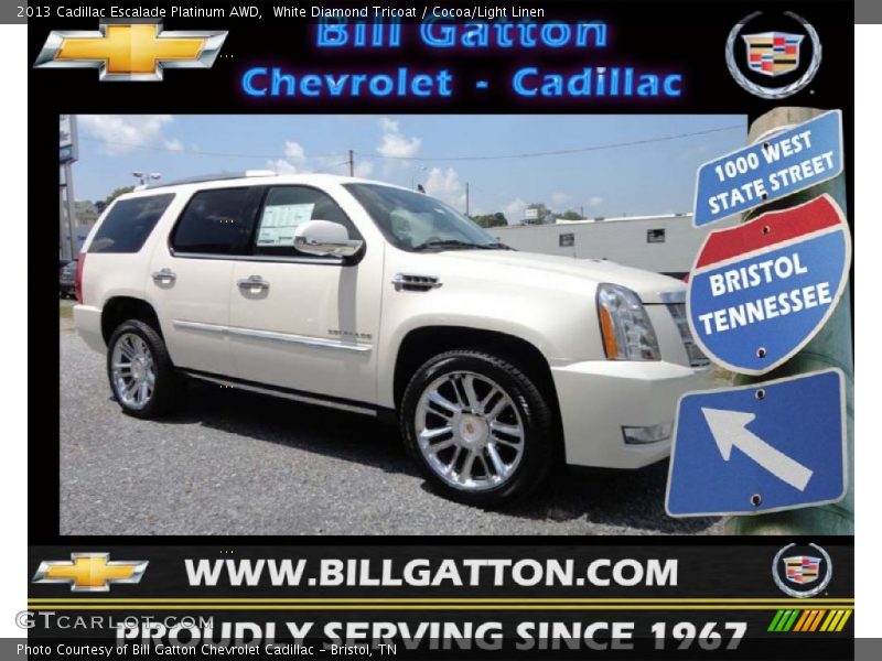 White Diamond Tricoat / Cocoa/Light Linen 2013 Cadillac Escalade Platinum AWD