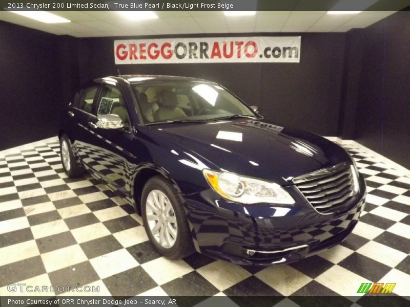 True Blue Pearl / Black/Light Frost Beige 2013 Chrysler 200 Limited Sedan