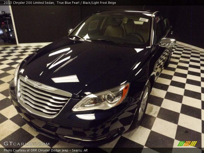True Blue Pearl / Black/Light Frost Beige 2013 Chrysler 200 Limited Sedan