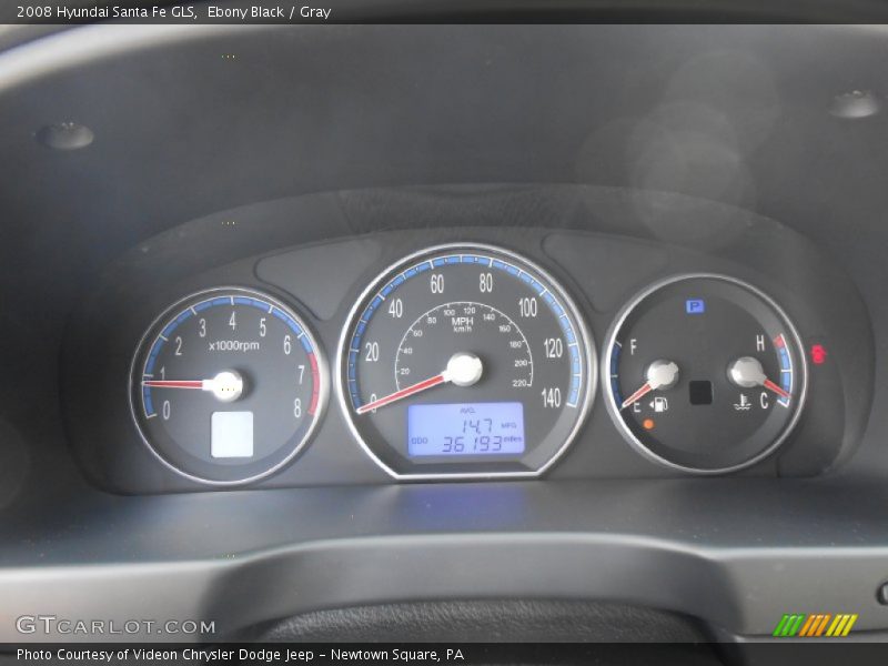 Ebony Black / Gray 2008 Hyundai Santa Fe GLS