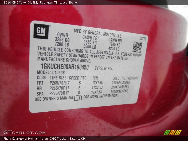 Red Jewel Tintcoat / Ebony 2010 GMC Yukon XL SLE