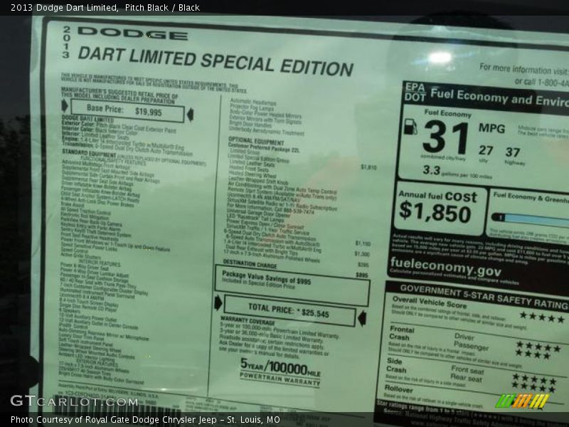 Pitch Black / Black 2013 Dodge Dart Limited