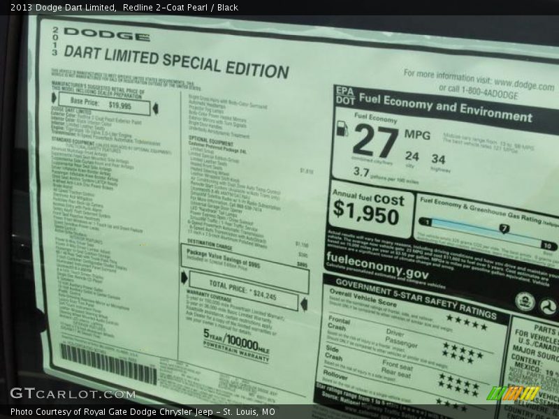 Redline 2-Coat Pearl / Black 2013 Dodge Dart Limited