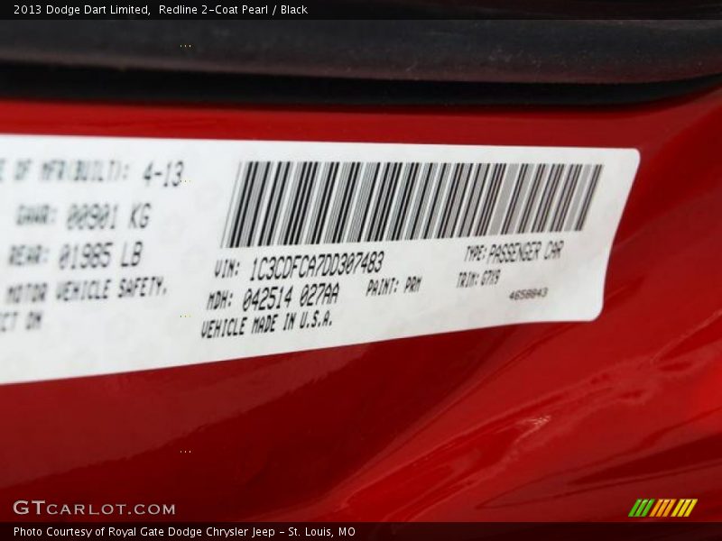 Redline 2-Coat Pearl / Black 2013 Dodge Dart Limited