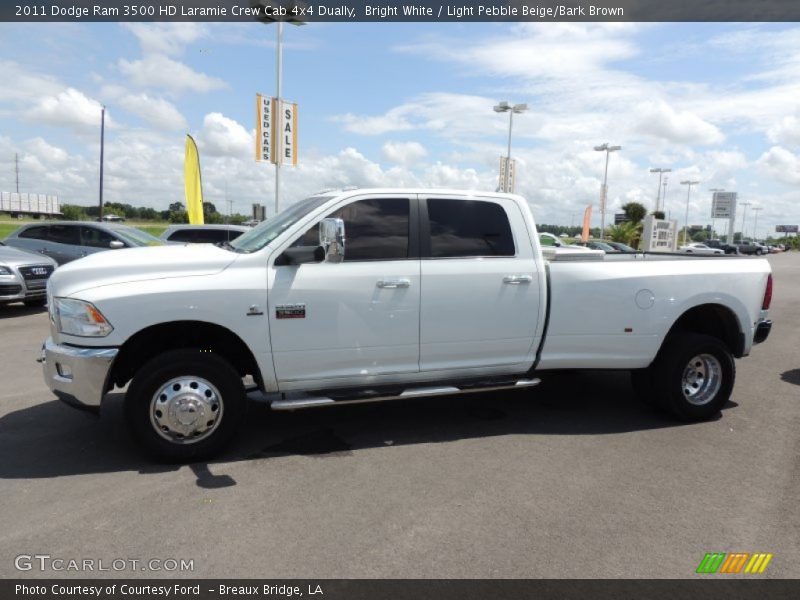 Bright White / Light Pebble Beige/Bark Brown 2011 Dodge Ram 3500 HD Laramie Crew Cab 4x4 Dually